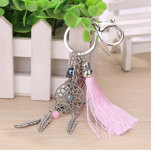 AliExpress foreign trade explosion models dream catcher Dreamcatcher simple fashion green beads key ring pendant