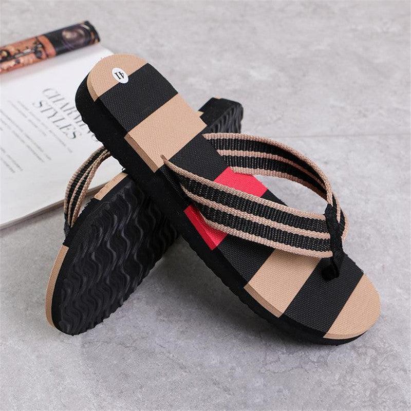 Fashion Men Summer Stripe Flip Flops Shoes Sandals