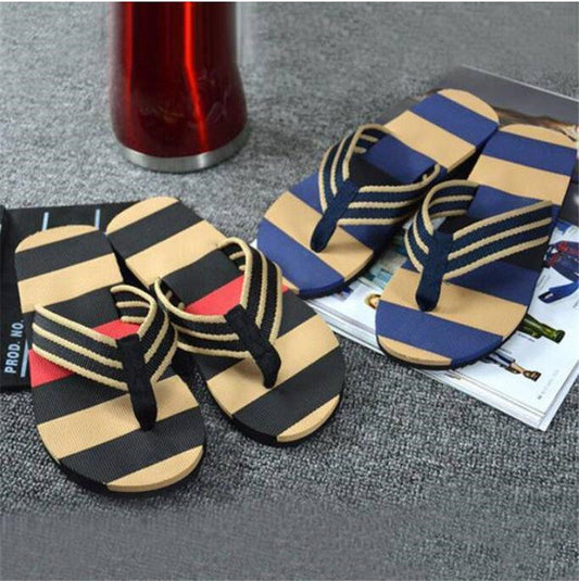 Fashion Men Summer Stripe Flip Flops Shoes Sandals