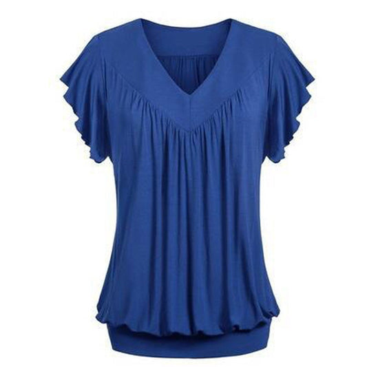 Women's Short Sleeve V-Neck Ruched T-Shirt