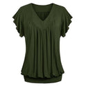 Women's Short Sleeve V-Neck Ruched T-Shirt