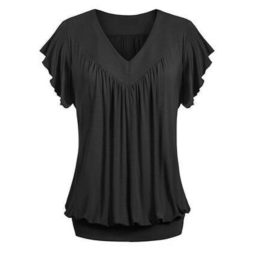 Women's Short Sleeve V-Neck Ruched T-Shirt