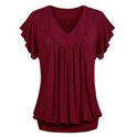 Women's Short Sleeve V-Neck Ruched T-Shirt