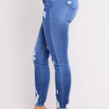European And American Stretch Ripped High-Waisted Jeans