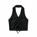 Sexy Drawstring Halterneck Vest