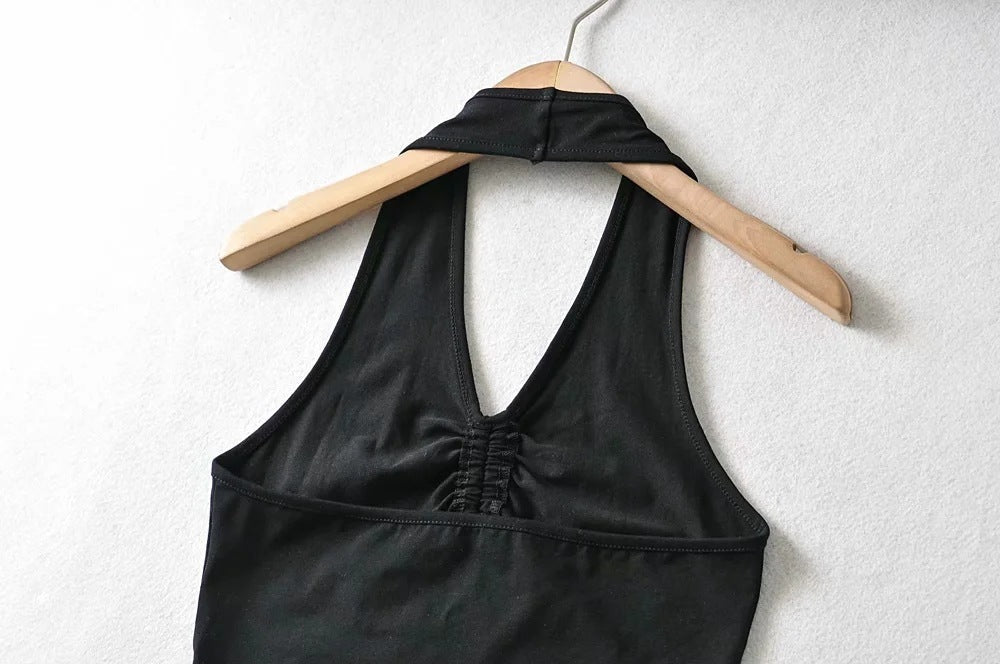 Sexy Drawstring Halterneck Vest