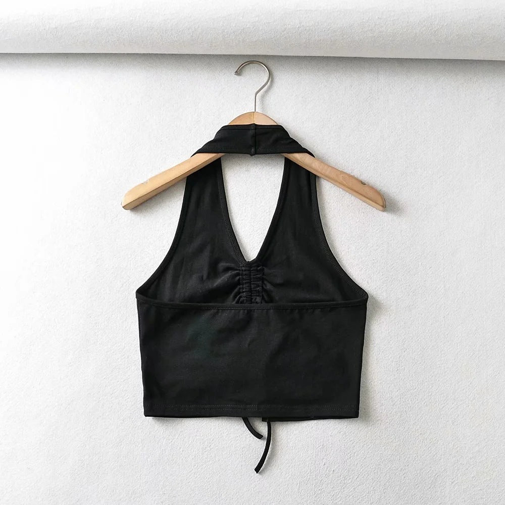 Sexy Drawstring Halterneck Vest