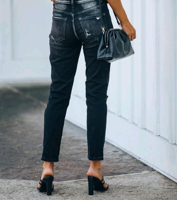 Women's New High Waisted Stretch Jeans With Small Feet