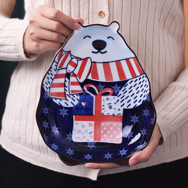 Animal Bakeware Hand-painted Underglaze Cartoon Tableware Plate Polar Bear Deep Plate