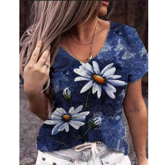 Women's Top Summer Print Pattern Short Sleeved T Shirt Women