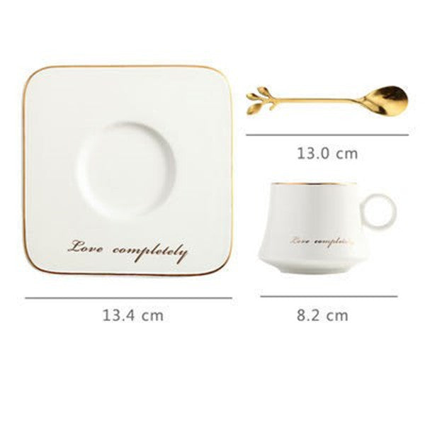 European Style Light Luxury Gold Afternoon Tea Milk Juice Breakfast Cup Saucer Spoon Gift
