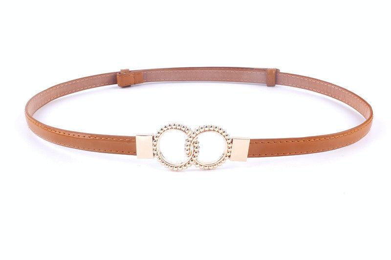 Double Loop Non-perforated Round Buckle Belt