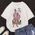 Super Mama Street Parent-child Character Print Ladies Short Sleeve