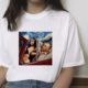 Van Gogh Oil Painting Mona Lisa Spoof Printed T-shirt Women Short Sleeve