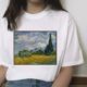 Van Gogh Oil Painting Mona Lisa Spoof Printed T-shirt Women Short Sleeve