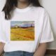 Van Gogh Oil Painting Mona Lisa Spoof Printed T-shirt Women Short Sleeve