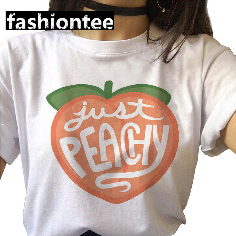 Fart Peach Letter Printed Short-sleeved T-shirt Top