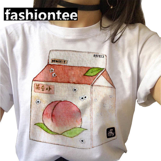 Fart Peach Letter Printed Short-sleeved T-shirt Top