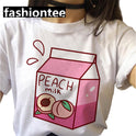 Fart Peach Letter Printed Short-sleeved T-shirt Top