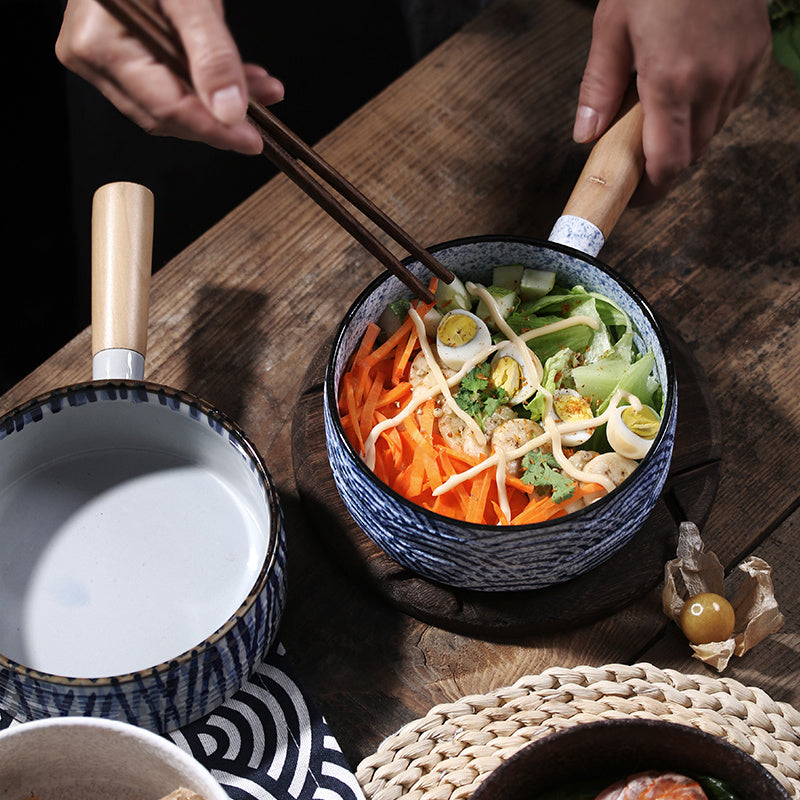 Creative Fruit Salad Bowl With Wooden Handle