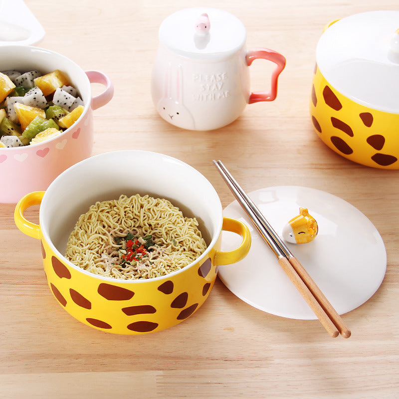 Animal Ceramic Instant Noodle Bowl