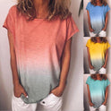 Solid Color T-Shirt With Rainbow Gradient Print