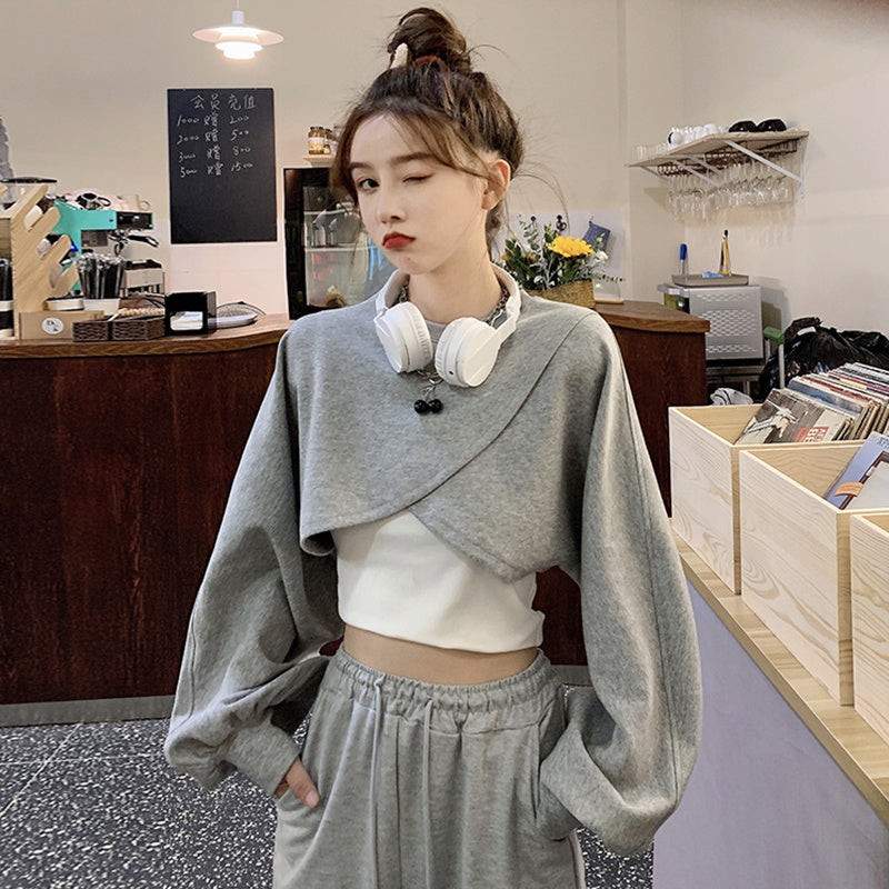 Long-sleeved Sweater Female Student Ins Design Sense Irregular Short Jacket Hot Girl Stacking Vest