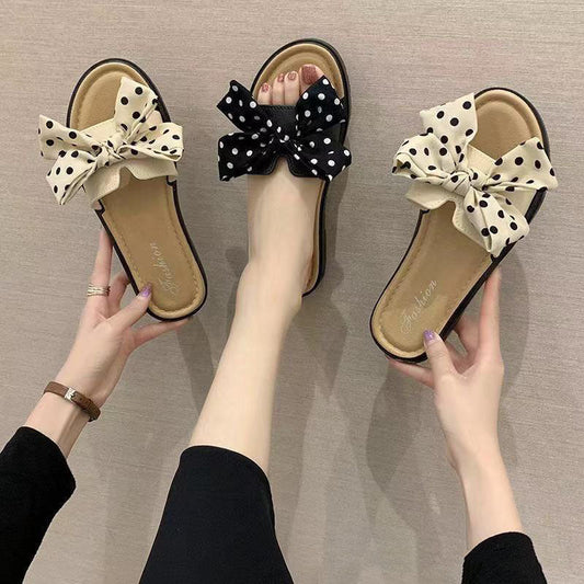 Fashion Ladies Simple Bow Flower Slippers