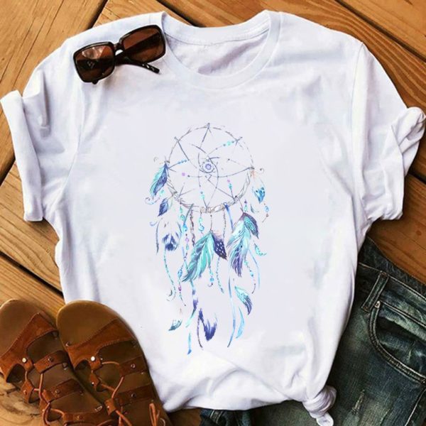 Feather Watercolor Print Women T-shirt