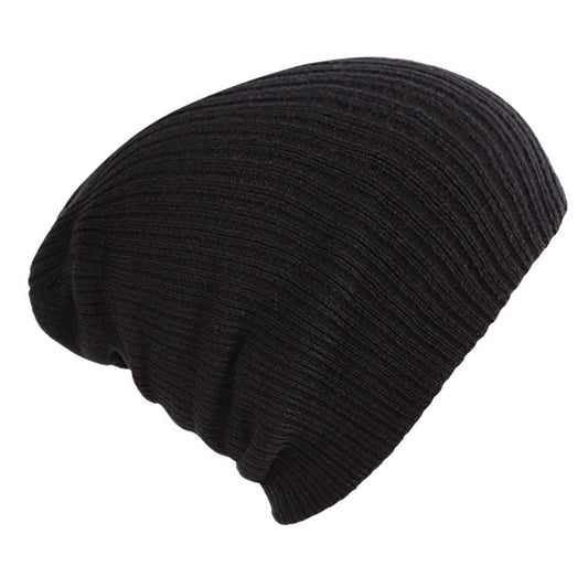 Solid Color Striped Woolen Hat