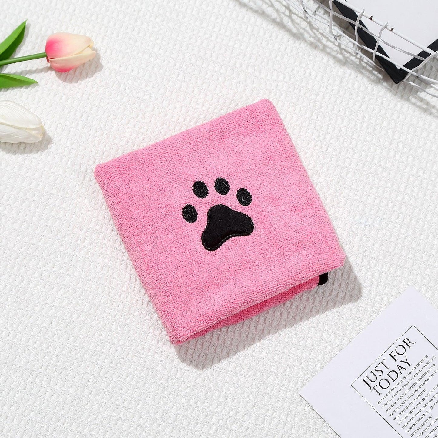 Dog Cat Quick-drying Bath Towel Soft Absorbent Coral Fleece Pet Bath Towel