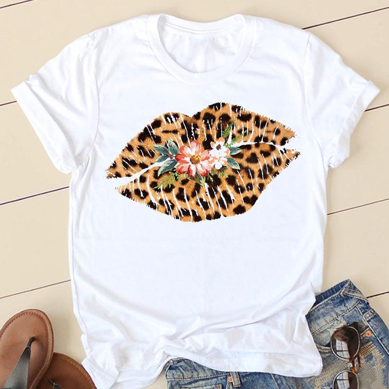 Personalized Printing Ladies White Round Neck T-shirt Top