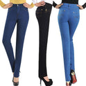 Summer Stretch Jeans Plus Size High Waist Pants Korean Style Slim
