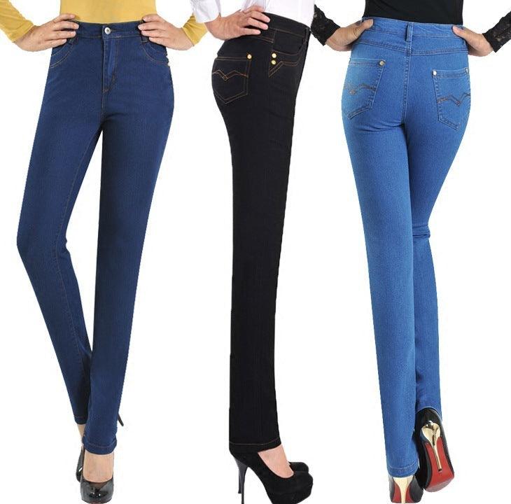 Summer Stretch Jeans Plus Size High Waist Pants Korean Style Slim
