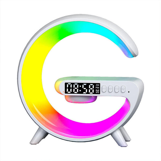 3in1 Smart G Lamp Bluetooth Speaker Wireless Charger RGB Alarm Clock Night Light