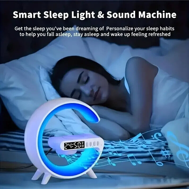 3in1 Smart G Lamp Bluetooth Speaker Wireless Charger RGB Alarm Clock Night Light