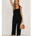 Back solid jumpsuit ladies summer wide leg dress