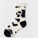 Women's Black And White Cartoon Mid-calf Length Loose Socks