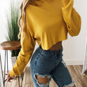 Short loose leak navel sweater