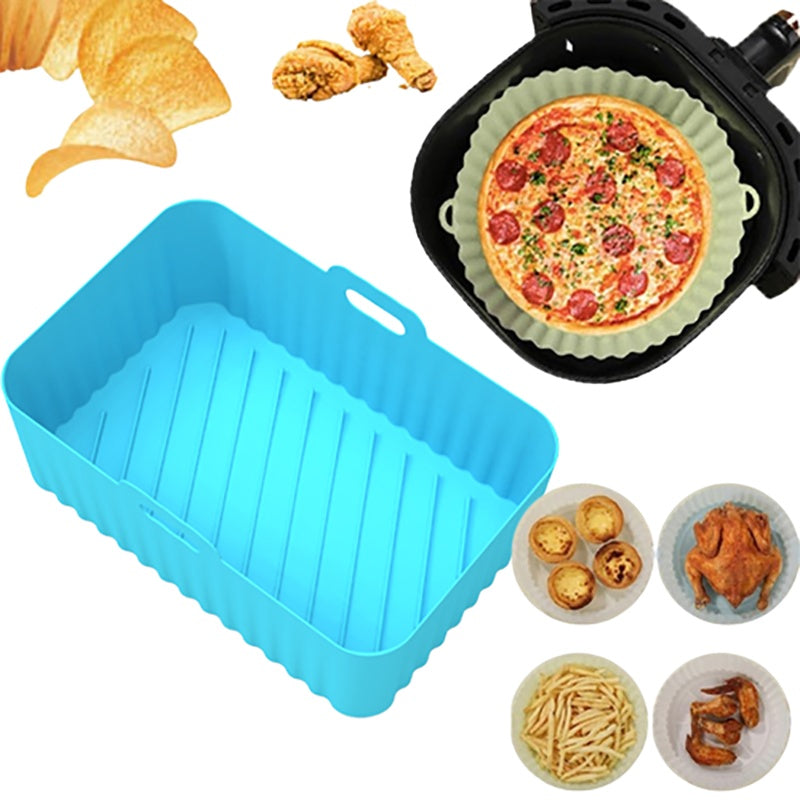 Air Fryer Silicone Pot With Handle Reusable Liner Heat Resistant Basket Rectangle Baking Accessories For Fryer Oven Microwave