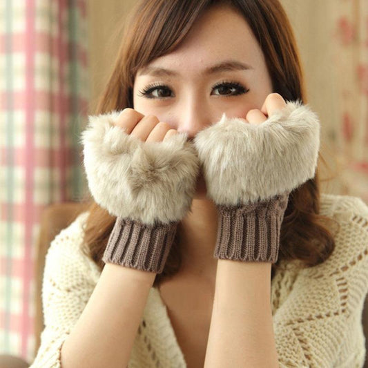 Thermal Women's Half Finger Polyester Gloves