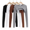 Round Neck Pure Color All-matching T-shirt Oversleeve