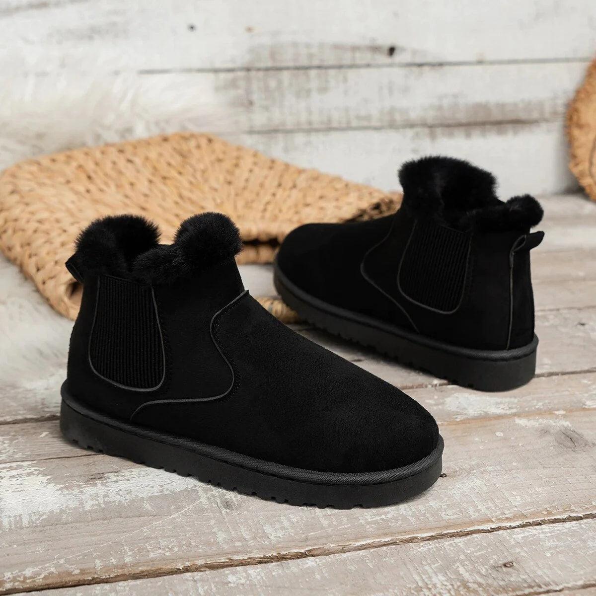 Thickened Velvet Ankle Boots Women's Insulated Cotton-padded Shoes