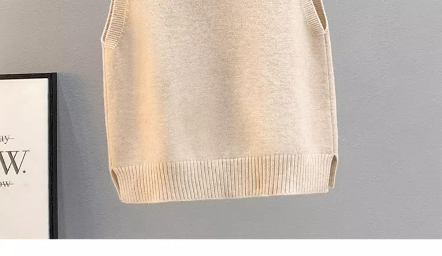 Female Knitting Sweater V-neck Loose-fitting Waistcoat