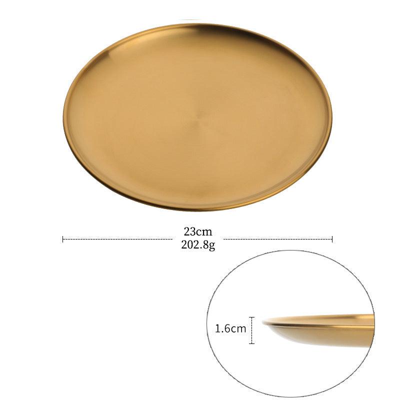 Korean Style Stainless Steel Barbecue Plate Brushed Round Color Fruit Food Plate Tableware