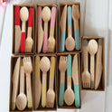 24pcs / set disposable wooden cutlery set