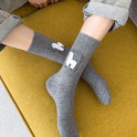 Spring And Autumn Tube Socks Cute Cartoon Black White Gray Alpaca Socks