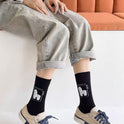 Spring And Autumn Tube Socks Cute Cartoon Black White Gray Alpaca Socks