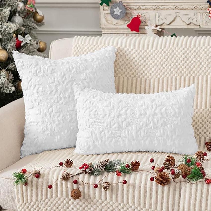 Plush Snowflake Christmas Tree Living Room Sofa Cushion Holiday Party Decoration Pillowcase