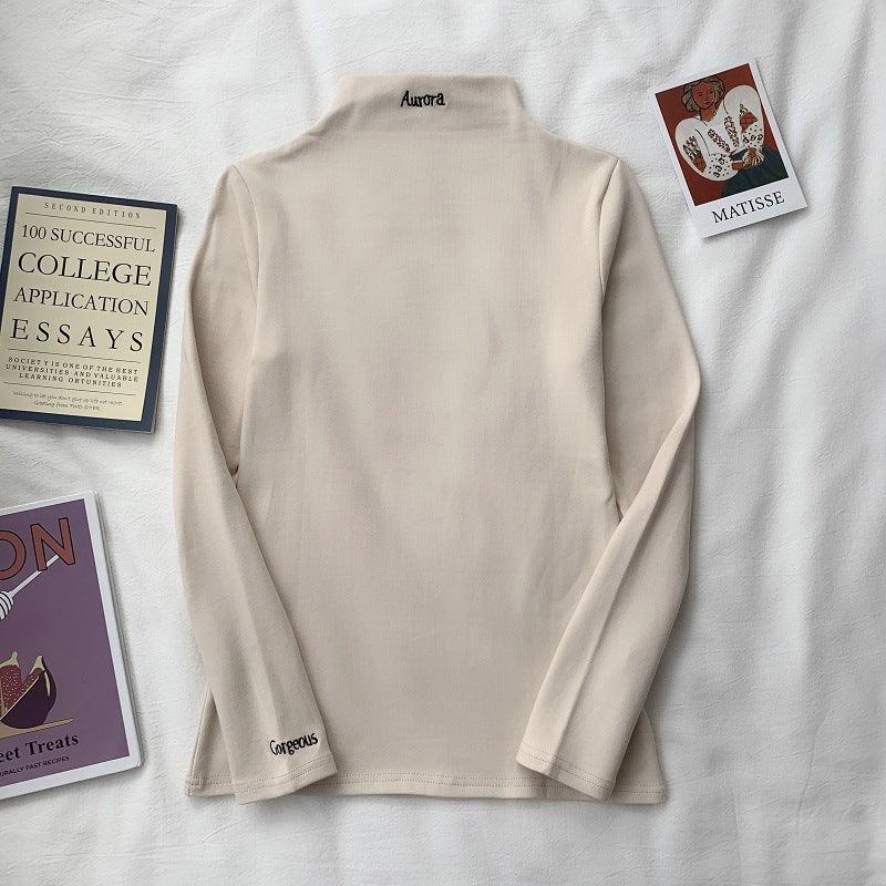 Half High Collar Long Sleeve T-Shirt Slim Top